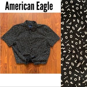 AEO Geometric Patterned Button Down Top